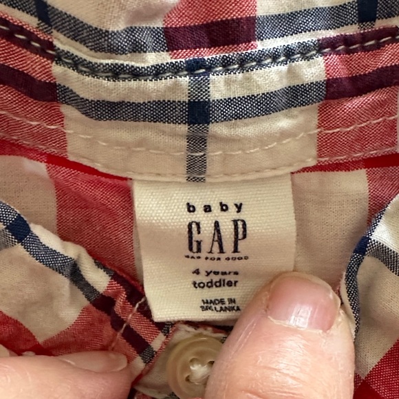 GAP Kids Button Down Shirts - Gray, Yellow, Red, Green, Pink Plaid - Picture 4 of 12